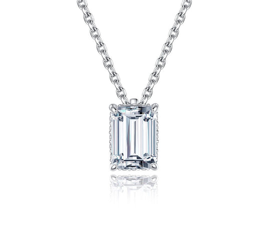 1 ct RadiantEdge Moissanite Necklace; Sterling Silver Glow; D VVS1