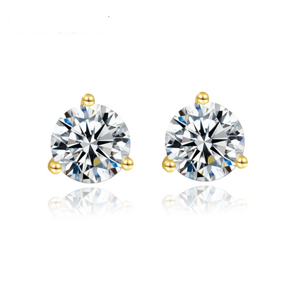 Zircon Korean Earrings for Women & Girls, Single Round Cubic Zirconia, Silver Stud Earrings