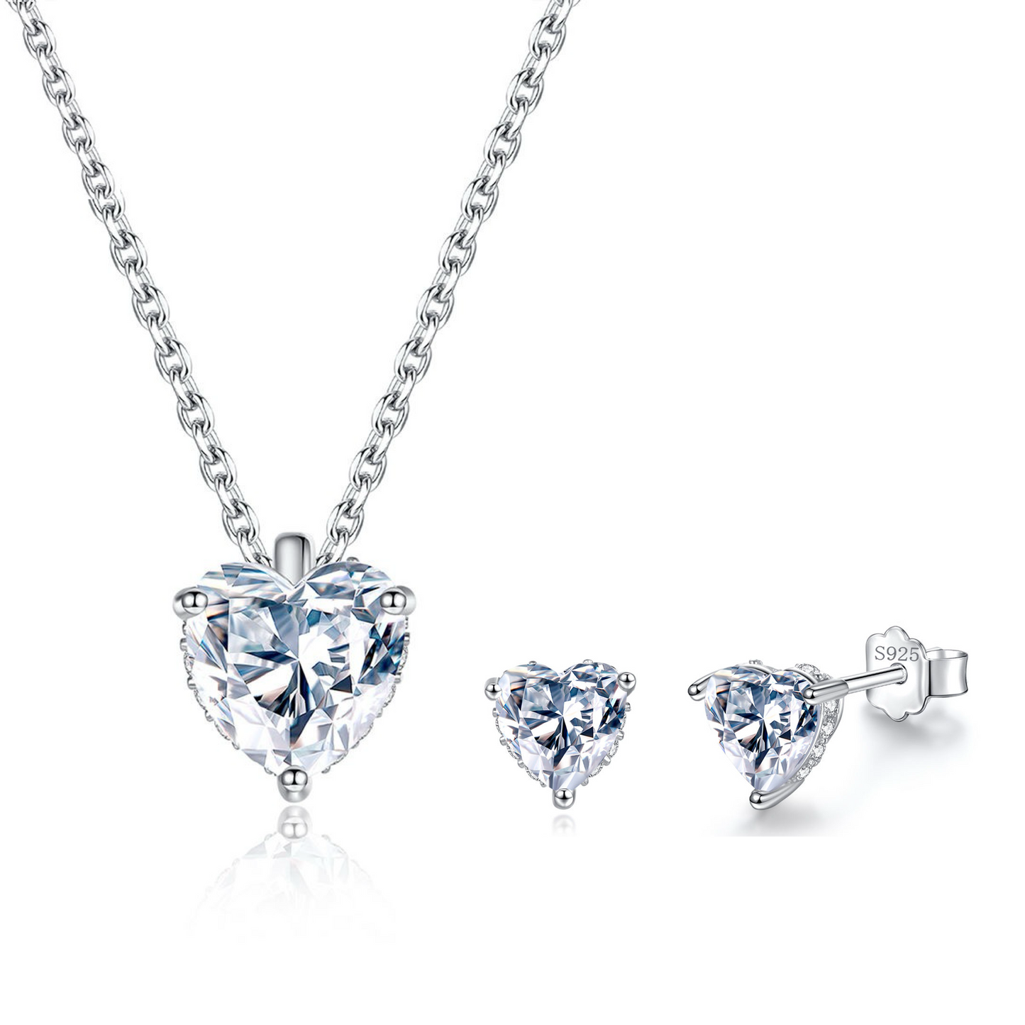 Heart of Radiance Moissanite Pendant Set with Earrings