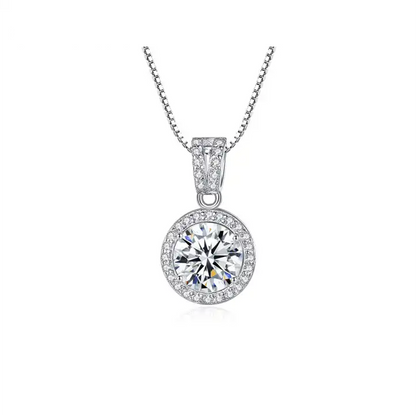 1 ct Shimmer & Shine Silver Moissanite Pendant, GRA Certified, Free Chain