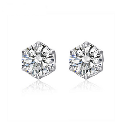 1-4 ct Hexagonal Moissanite Stud Earrings