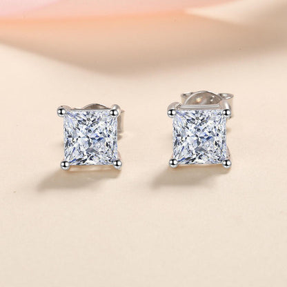 1 ct / pair Princess Glow Moissanite Stud Earrings