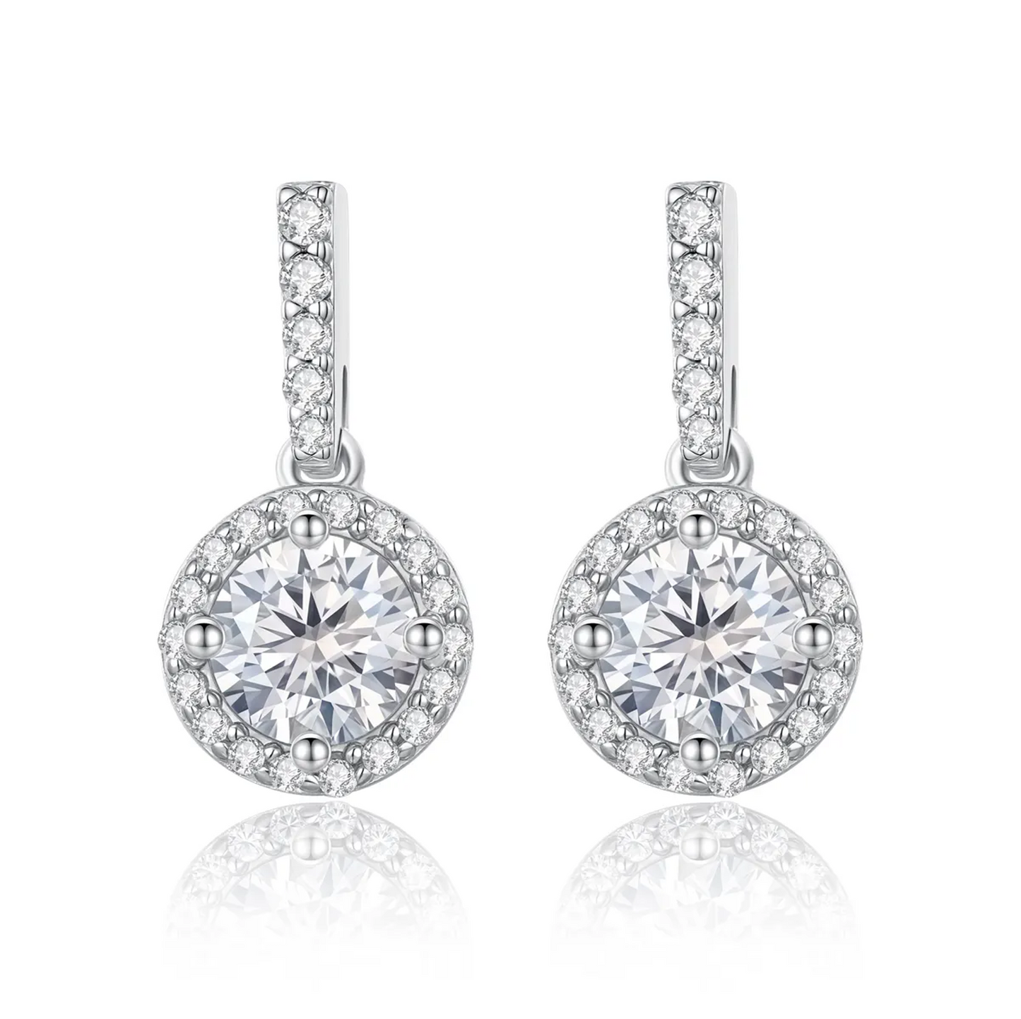 1 ct Round Stardust Halo Moissanite Earrings