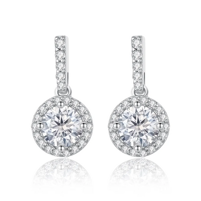 1 ct Round Stardust Halo Moissanite Earrings