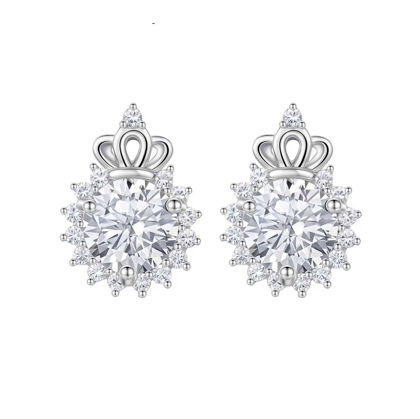 1 ct Crown Moissanite Stud Earrings