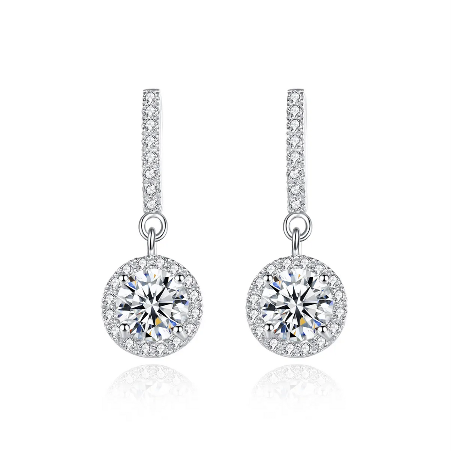 1 ct Twinkle Drop Dangles Moissanite Earrings; GRA certified; S925 Sterling Silver