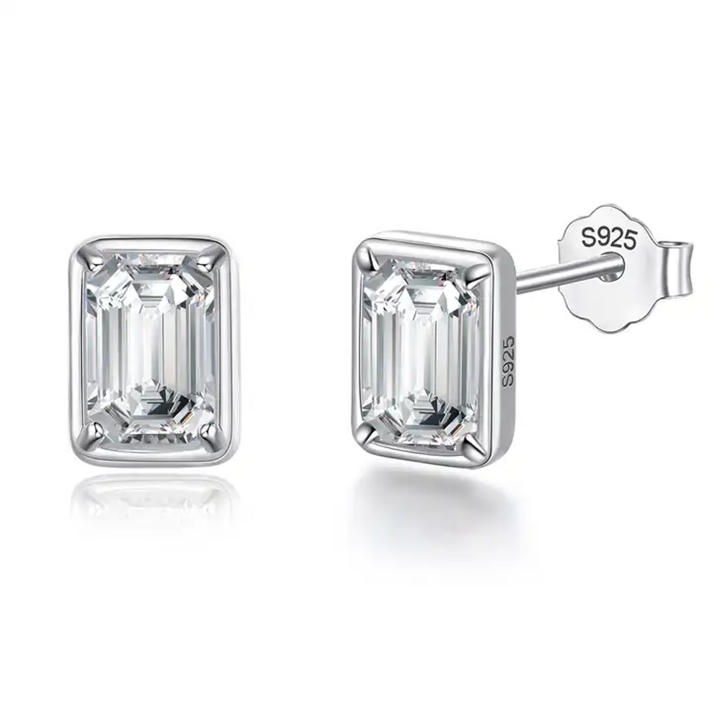 1.2 ct Crystal Clear Confidence Emerald Cut Moissanite Studs