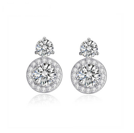 3 ct Round Moissanite Drop Studs