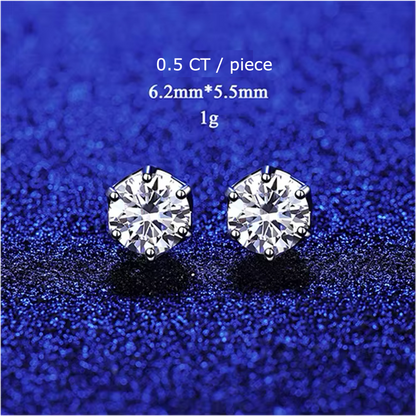 1-4 ct Hexagonal Moissanite Stud Earrings