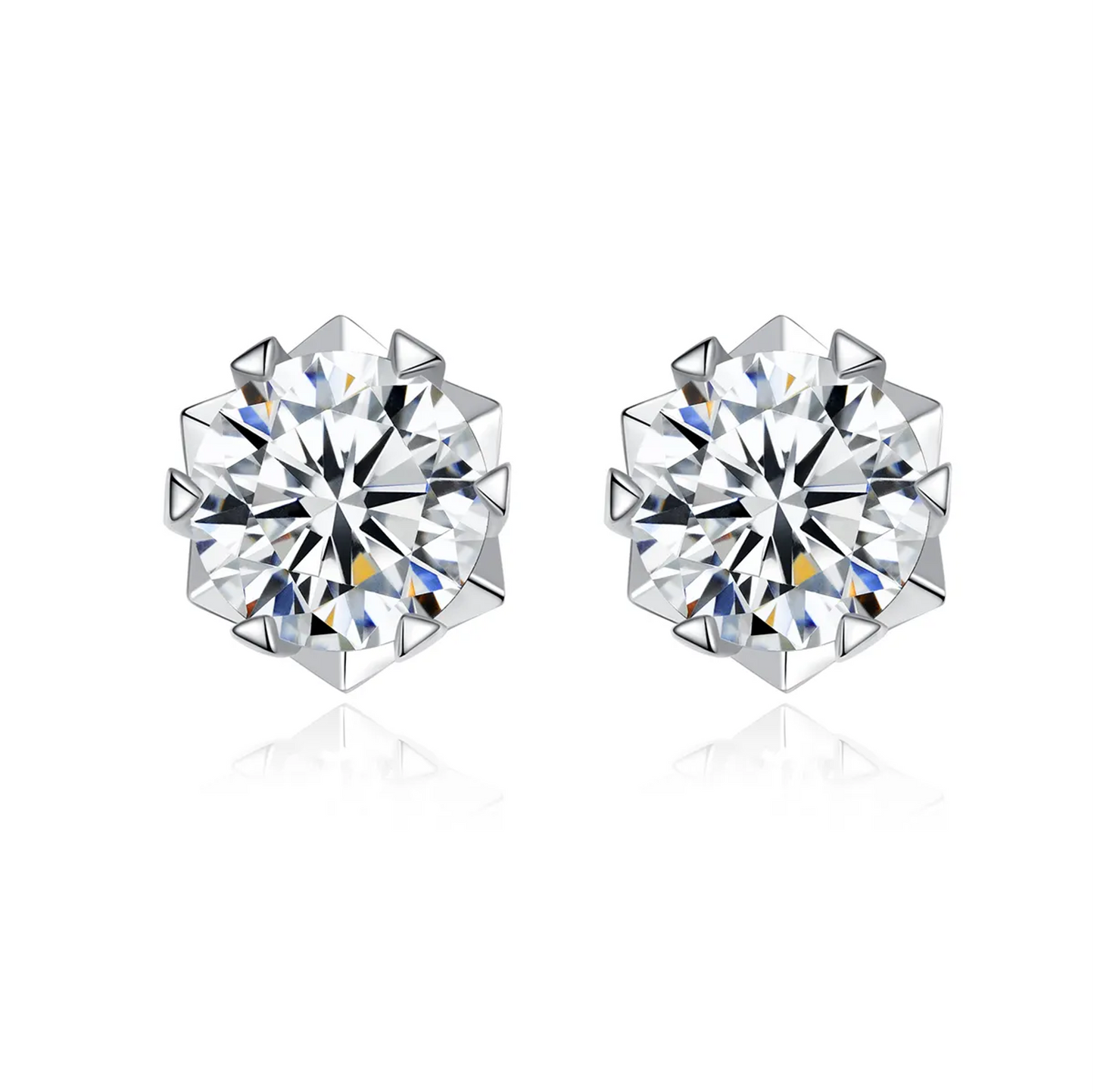 1 ct Starburst Spark Moissanite Stud Earrings