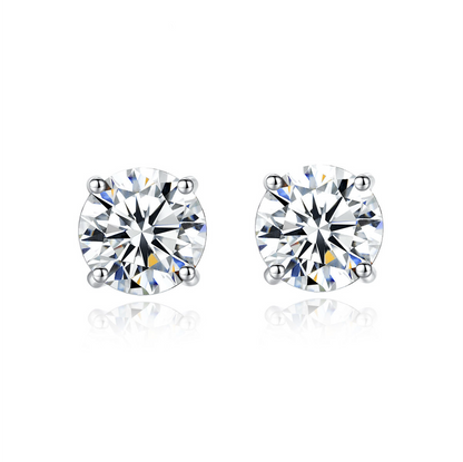 2-4 ct Round Moissanite Studs