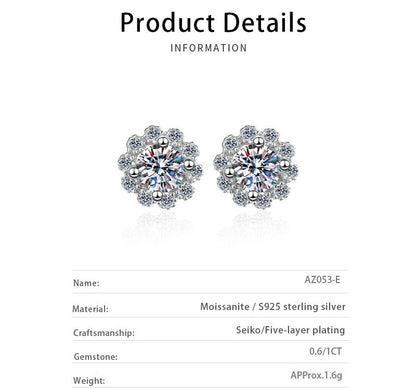 1 ct Frosted Halo Moissanite Stud Earrings