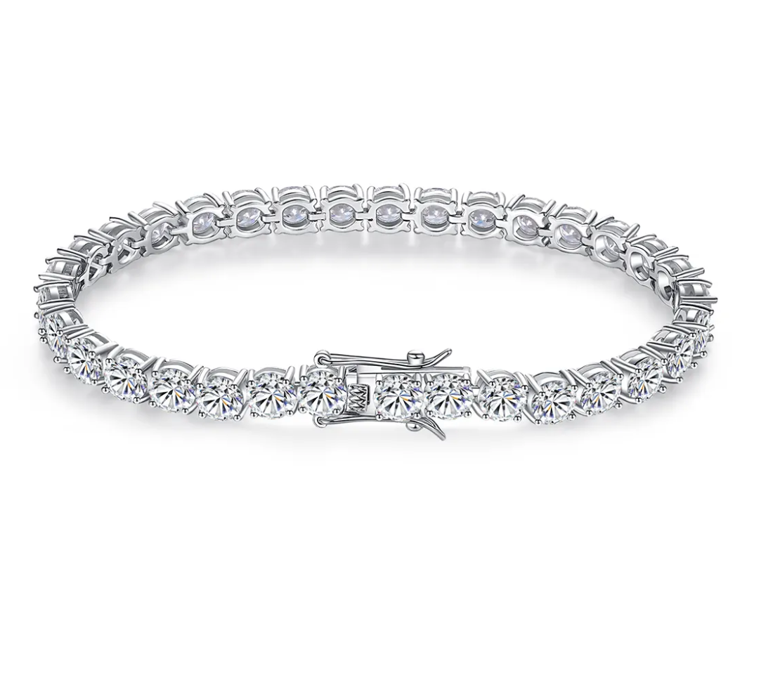 5 mm Luxury Iced Out 925 Sterling Silver Tennis Moissanite Bracelet