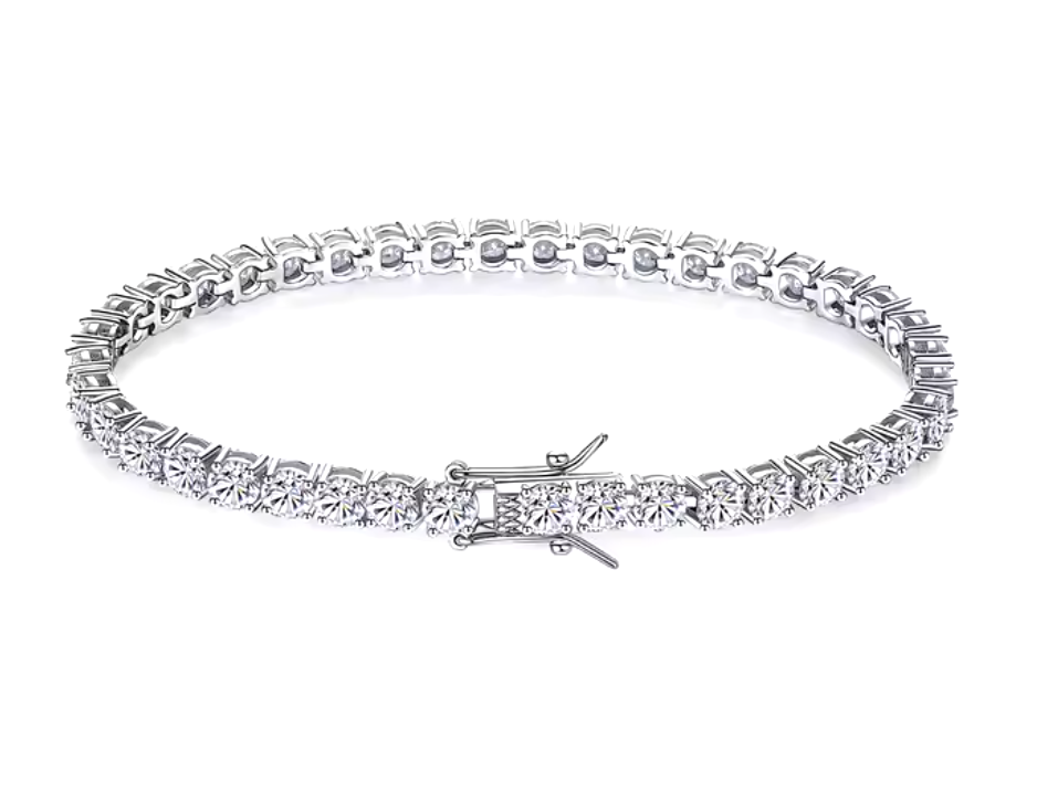 4 mm Femme Bling 925 Sterling Silver Tennis Moissanite Bracelet