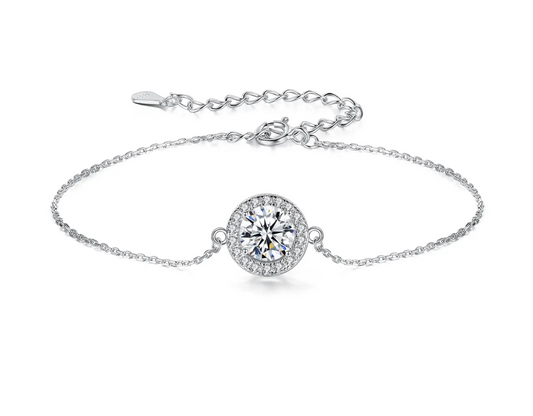 1 ct Designer Charm 925 Sterling Silver Moissanite Bracelet