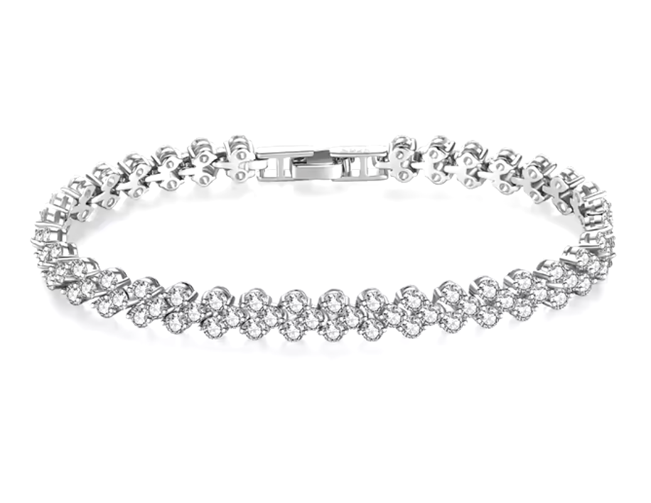 6.4 mm Heart Rome 925 Sterling Silver Tennis Moissanite Bracelet