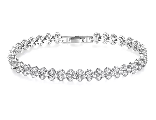 6.4 mm Heart Rome 925 Sterling Silver Tennis Moissanite Bracelet