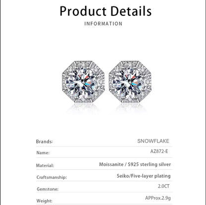 2 ct Glimmer Guard Moissanite Stud Earrings D/VVS1