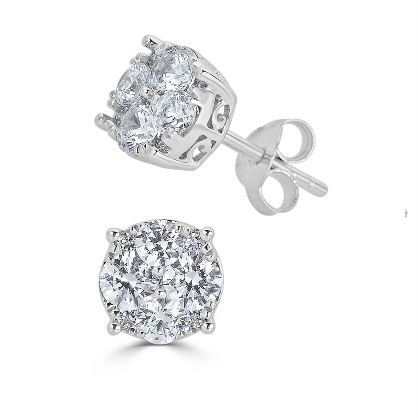 1 - 2 ct Solitaire Round Cut Moissanite Stud Earrings D/VVS1