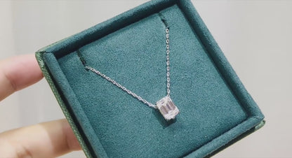 1 ct RadiantEdge Moissanite Necklace; Sterling Silver Glow; D VVS1