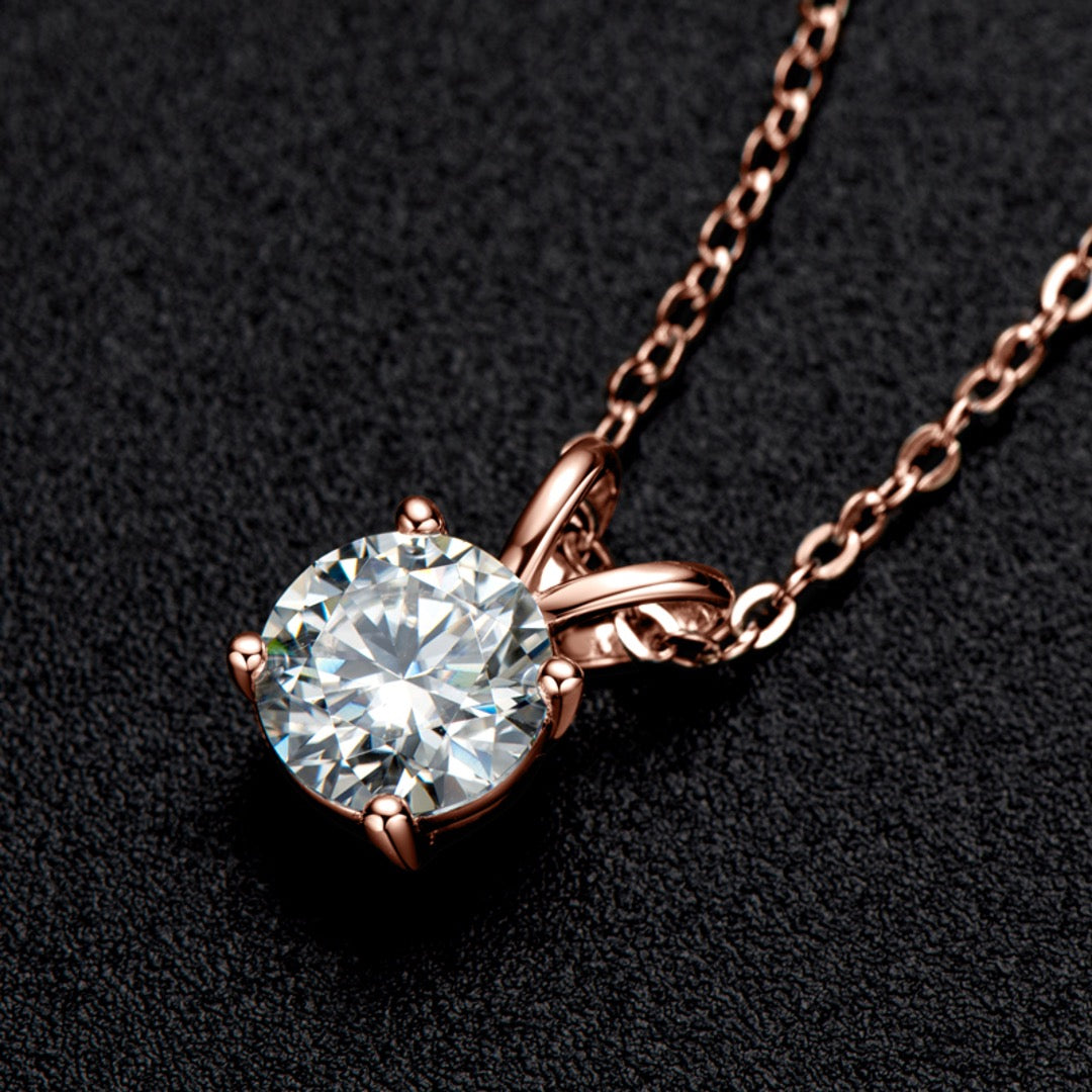 Sparkle Beyond Stardust Moissanite Pendant: Rose, White and Yellow Gold Charm